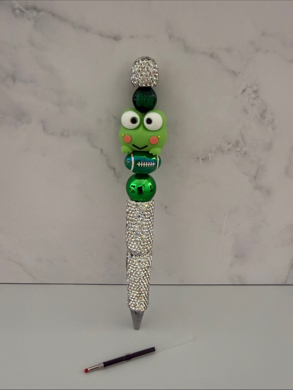 Keroppi football Beaded Bling Pen: Handmade